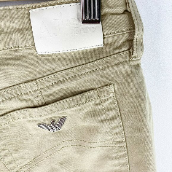 Armani Jeans Womens Size 28 Khaki Tan Boot Cut Cotton Pants High Rise Y2K - Picture 5 of 6
